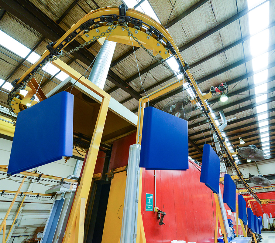 Conveyorised Powder Coating Plant capability at the FORM2000 factory in Melbourne